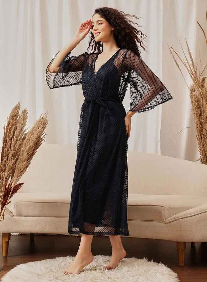 Clovia  Pack of 2 - Lace Trim Satin Robe and Slip Dress for Women | Best Price UAE